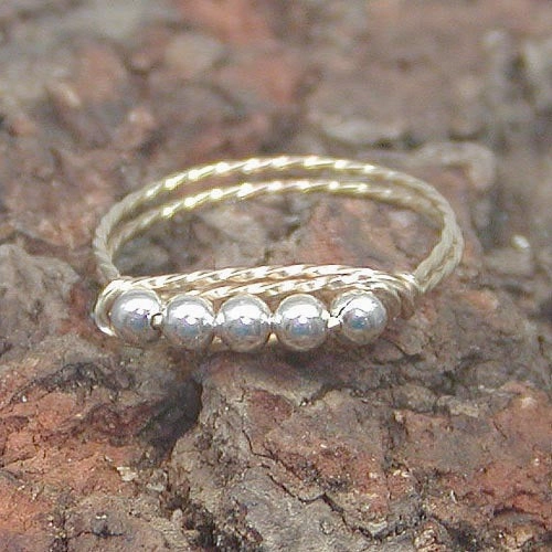 Five Little Beads Two Tone Gold & Silver Wirewrapped Ring Premium Style