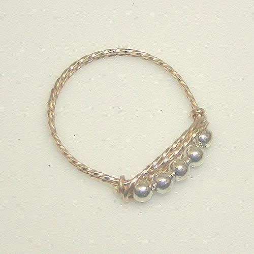 Handcrafted Work Fashionable Product Five Little Beads Two Tone Gold & Silver Wirewrapped Ring