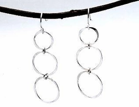 Sterling Silver Earring with 3 Circles Birthday Style Outdoor Light