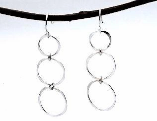 Sterling Silver Earring with 3 Circles Birthday Style Outdoor Light