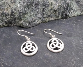 Classic Gift Unique Piece Celtic Knot Sterling Silver Round Earrings