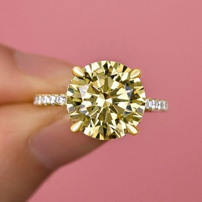 Modern Highlight Louily Yellow Gold Round Cut Yellow Sapphire Engagement Ring In Sterling Silver