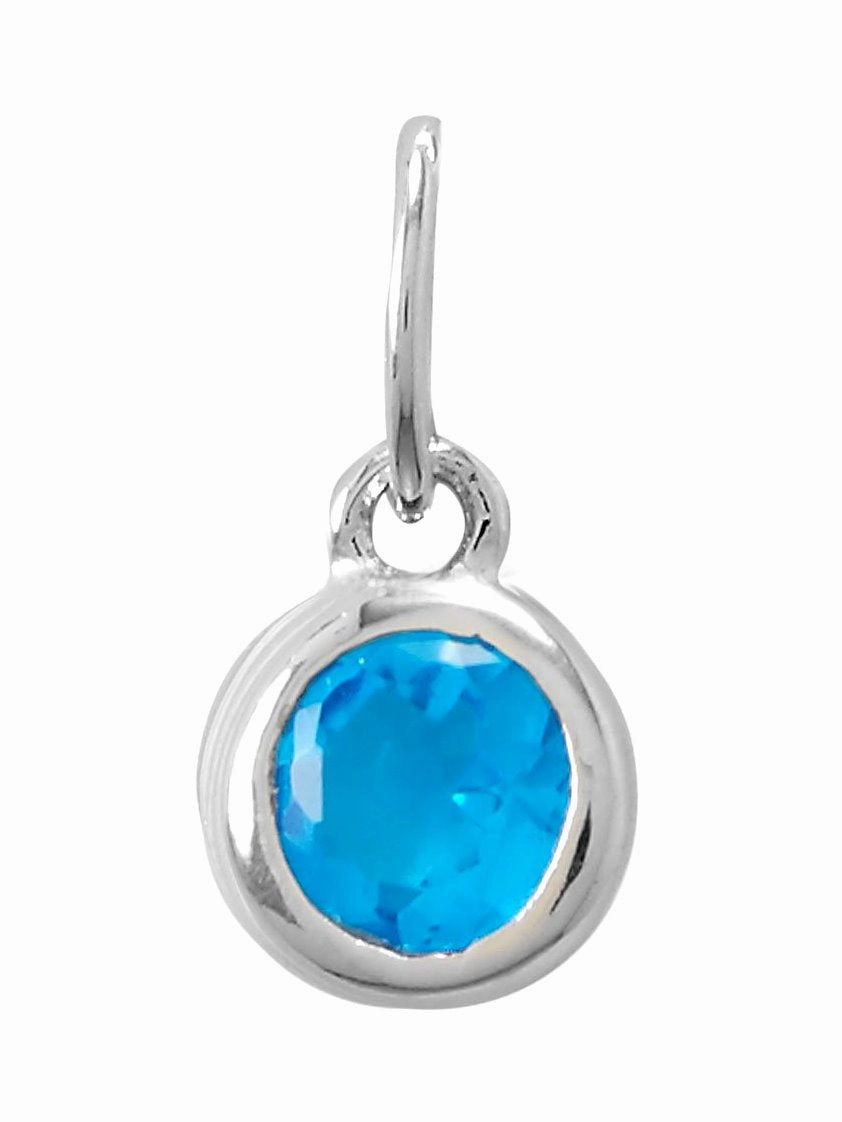 Stunning Style Petite Edge December Birthday Charm Bright Blue Cubic Zirconia Sterling Silver