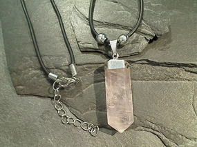 Layerable Accessory Rose Quartz Crystal Point Necklace - Silver Plated