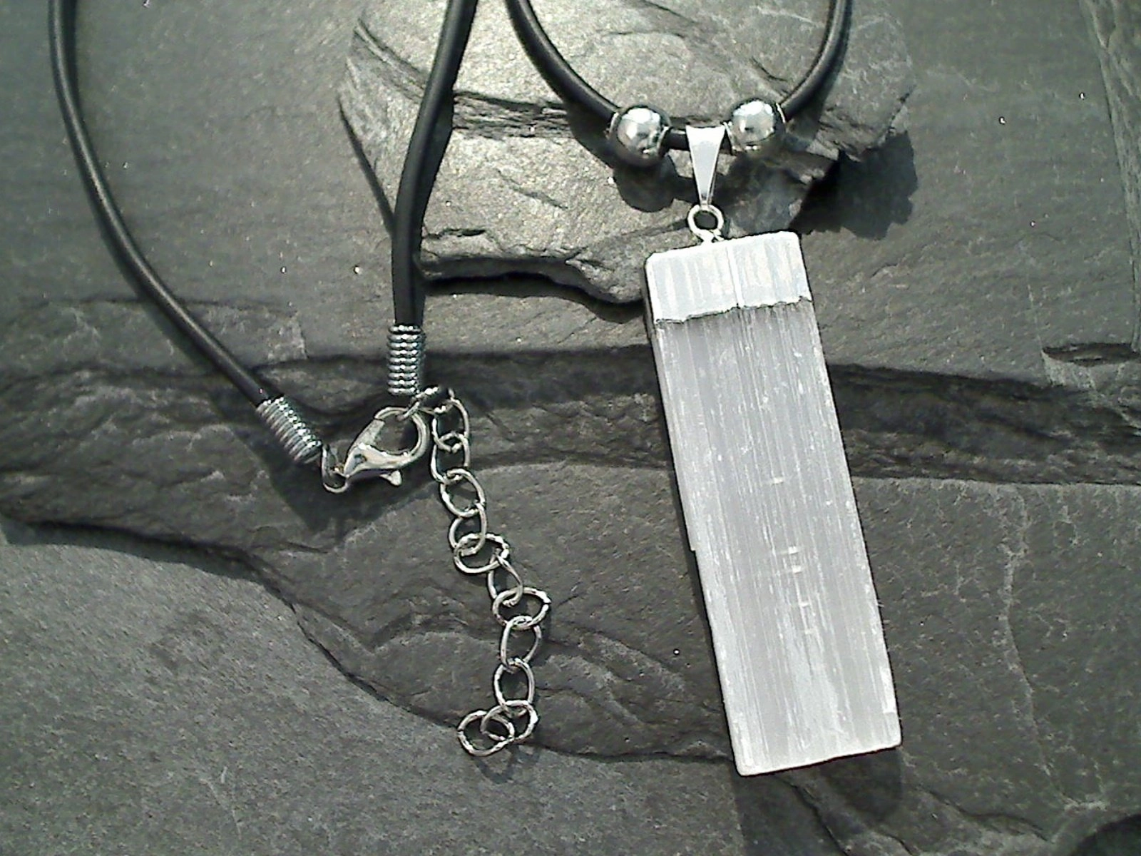 Fashionable Lady Selenite Blade Necklace - Silver Plated