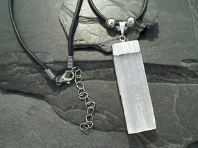 Fashionable Lady Selenite Blade Necklace - Silver Plated