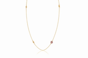 Dee Berkley Round Shape Garnet Yellow Gold Filled Necklace For Her