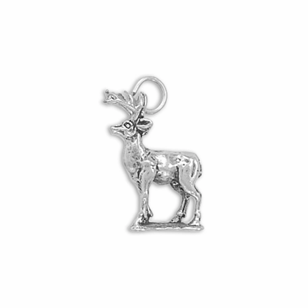 Comfort Design Daily Details Deer Trophy 8 Point Buck Sterling Silver Charm - Made in the USA