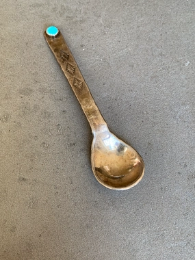 Pastel Look Native American Sterling Turquoise Hand Made Spoon