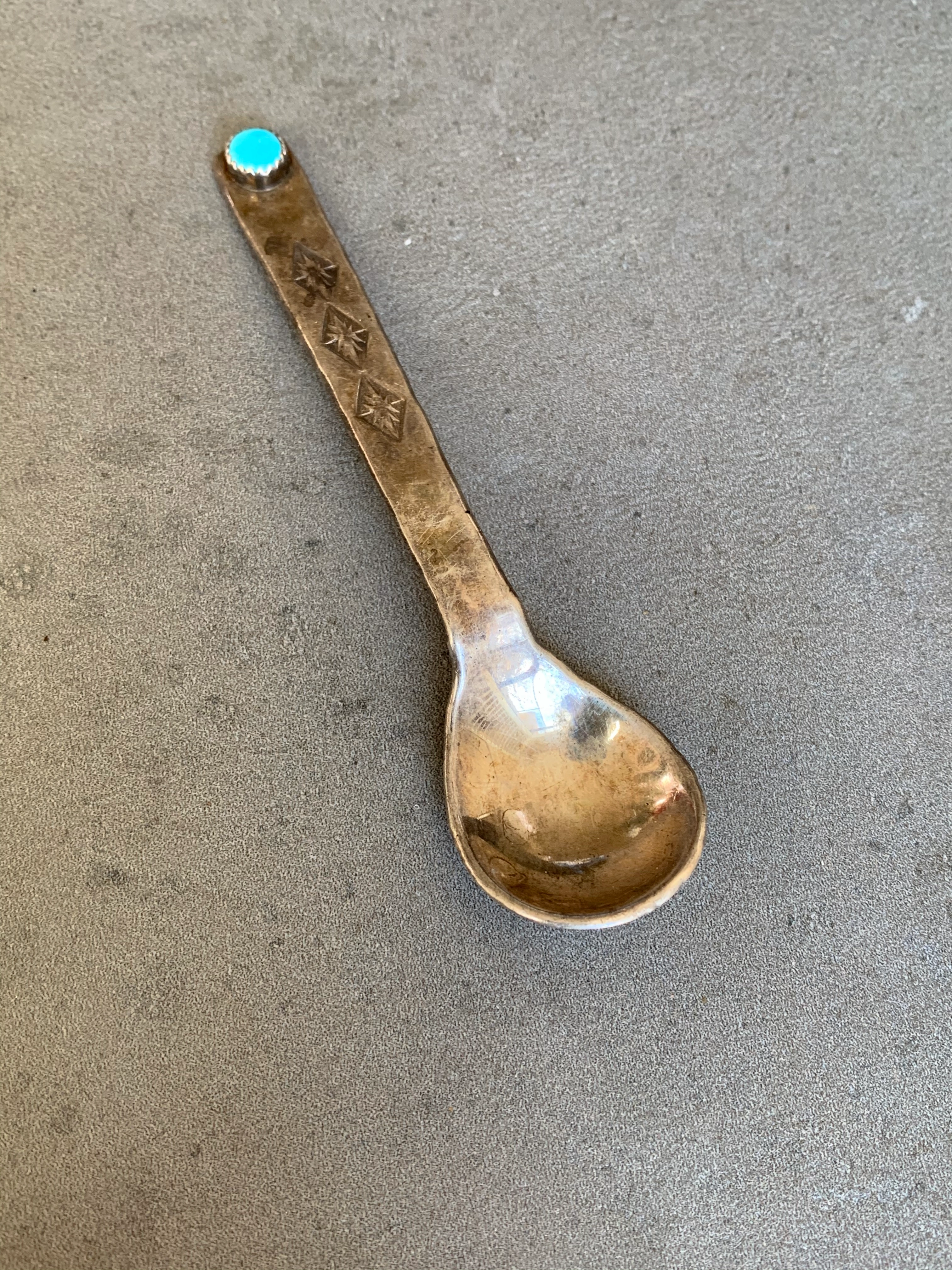 Pastel Look Native American Sterling Turquoise Hand Made Spoon