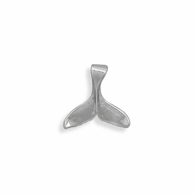 Artisan Glam Fashionable Glow Whale Tail Charm Antiqued Sterling Silver, Made in the USA