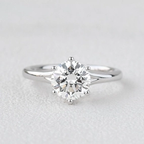 1.0ct Round Cut Moissanite Six-Prong Classic Solitaire Ring Luxury Line Shiny Jewels
