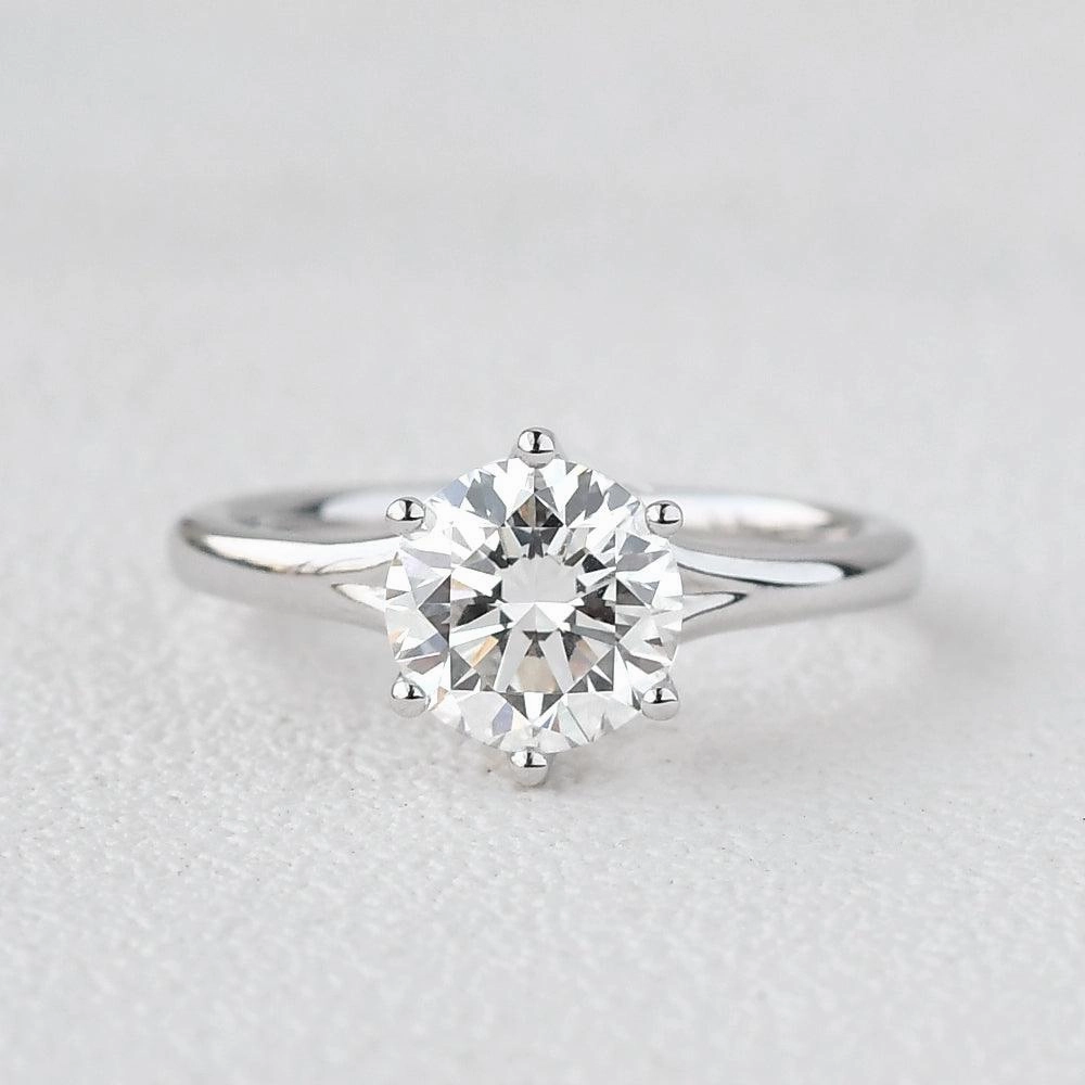 Dainty Charm 1.0ct Round Cut Moissanite Six-Prong Classic Solitaire Ring