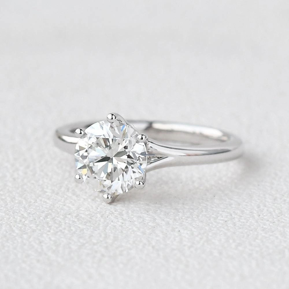 1.0ct Round Cut Moissanite Six-Prong Classic Solitaire Ring Photo Ready Refined Taste
