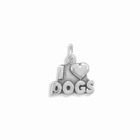 I Love Dogs Charm Sterling Silver - Made in the USA Neutral Spark
