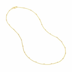 Gentle Look Sleek Finish 14k Yellow Gold Diamond-cut Saturn Satellite Curb Chain 2mm, 18-inch