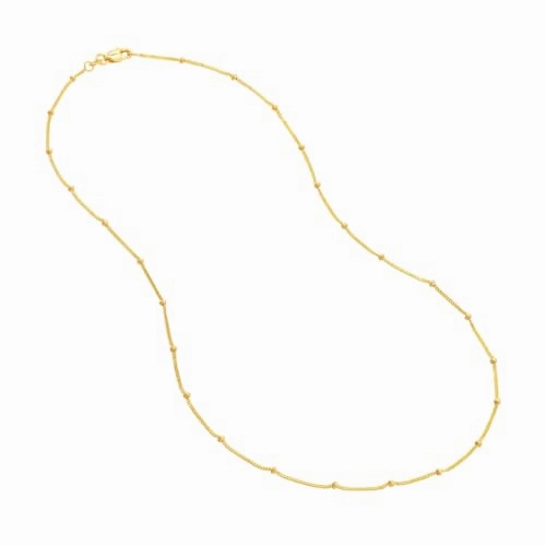 Gentle Look Sleek Finish 14k Yellow Gold Diamond-cut Saturn Satellite Curb Chain 2mm, 18-inch