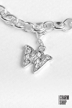 Signature Finish Enchanted Sparkle Silver Clear Initial W Dangle Charm