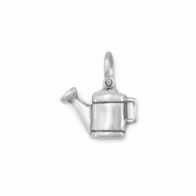 Watering Can Garden Charm Sterling Silver, Made in the USA Vivid Sparkle