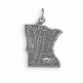 Minnesota State Charm Antiqued Sterling Silver Classic Choice