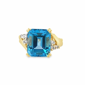Swiss Blue Topaz Ring Winter Decoration Attractive Detail