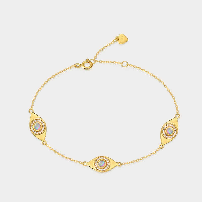 Opal Evil Eye Station Bracelet Glittering Details Signature Highlight