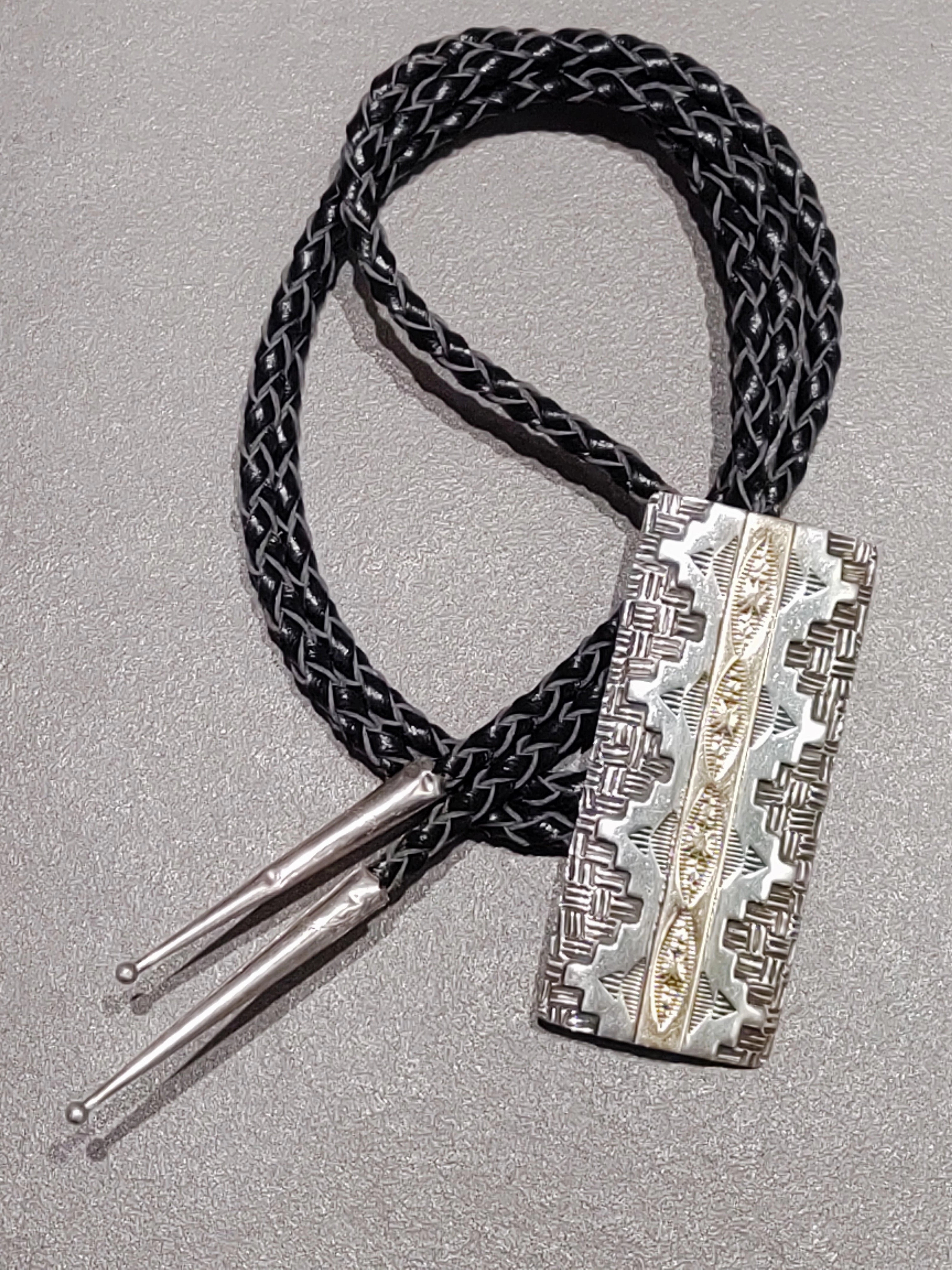 Ivan Howard Navajo 14kt Gold & Sterling Silver Bolo - Handmade Native American Brunch Date Elegant Shape