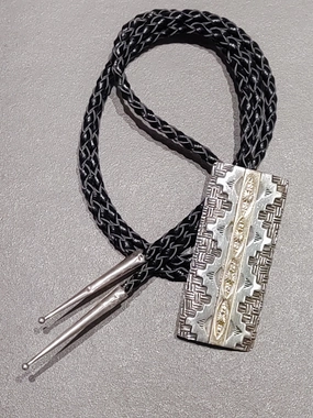 Ivan Howard Navajo 14kt Gold & Sterling Silver Bolo - Handmade Native American Brunch Date Elegant Shape