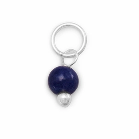 Sterling Silver Dyed Blue Corundum September Bead Charm Refined Quality