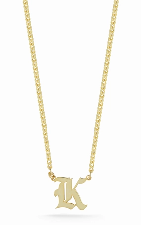 Bright Mood Cuban Gothic Initial Necklace
