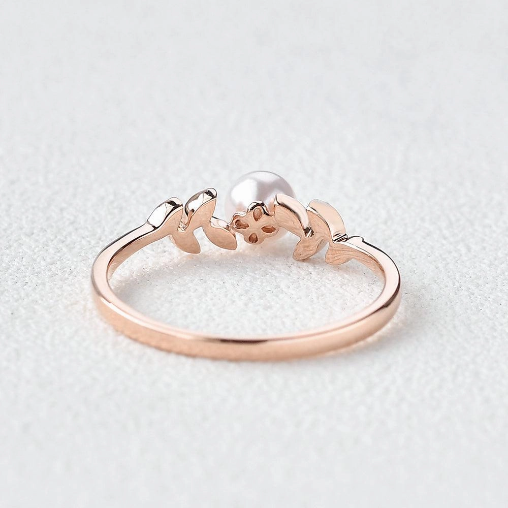 Effortless Elegance Elegant Beauty Akoya Pearl & Moissanite Rose Gold Ring