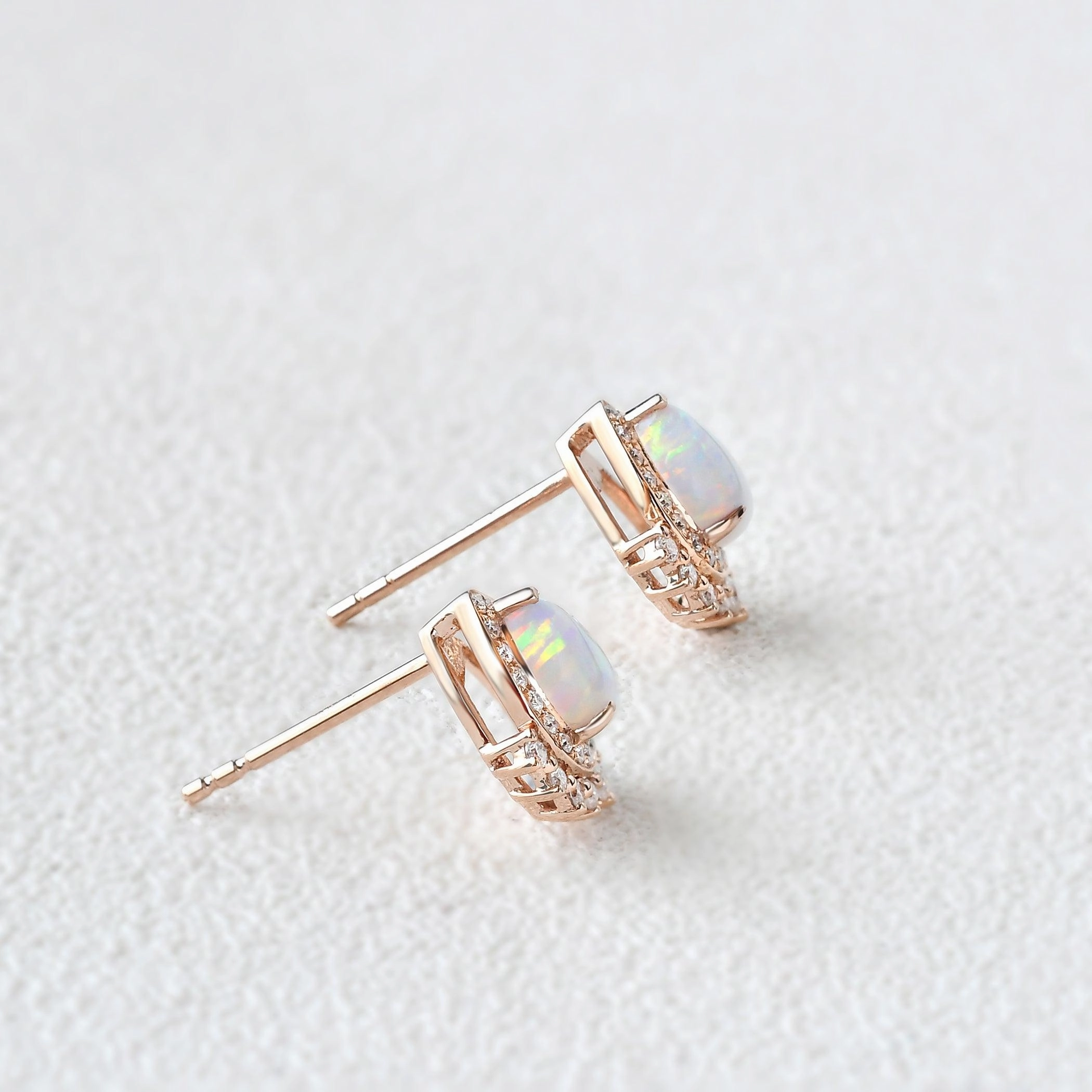 Brilliant Sparkle Lab Opal Vintage Halo Earrings