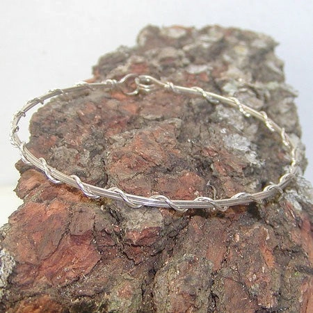 Heavenly Fusions Becombed Sterling Silver Thin Wire Wrapped Stackable Bracelet  SSwa