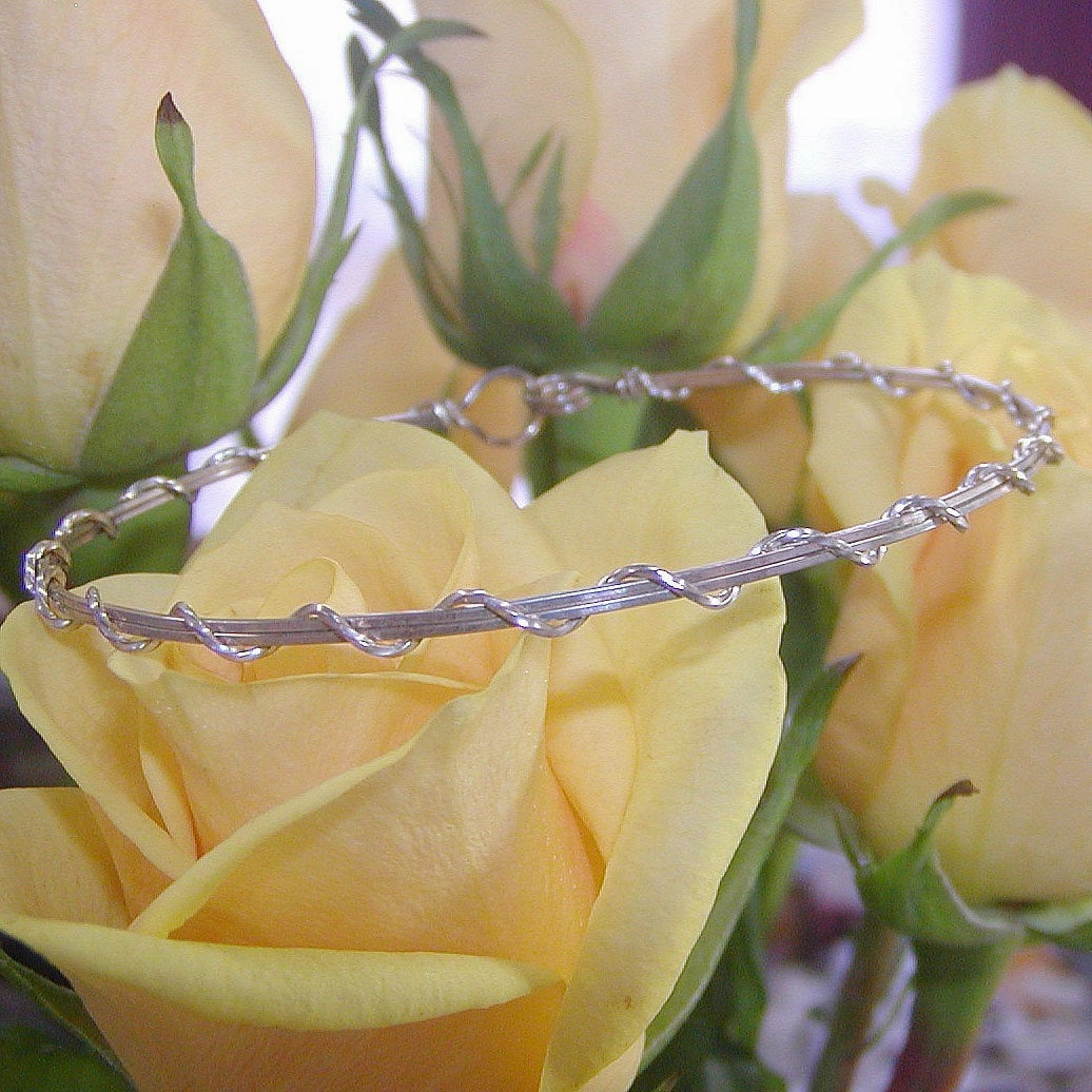 Extensive Amalgamations Sterling Silver Thin Wire Wrapped Stackable Bracelet  SSwa