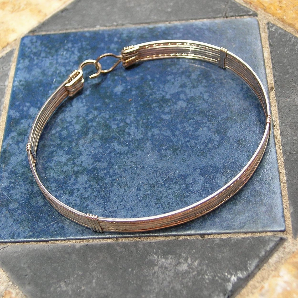 Classy Sterling Silver Wire Wrapped Stackable Bracelet  STSSSSTS Brotherhood Link