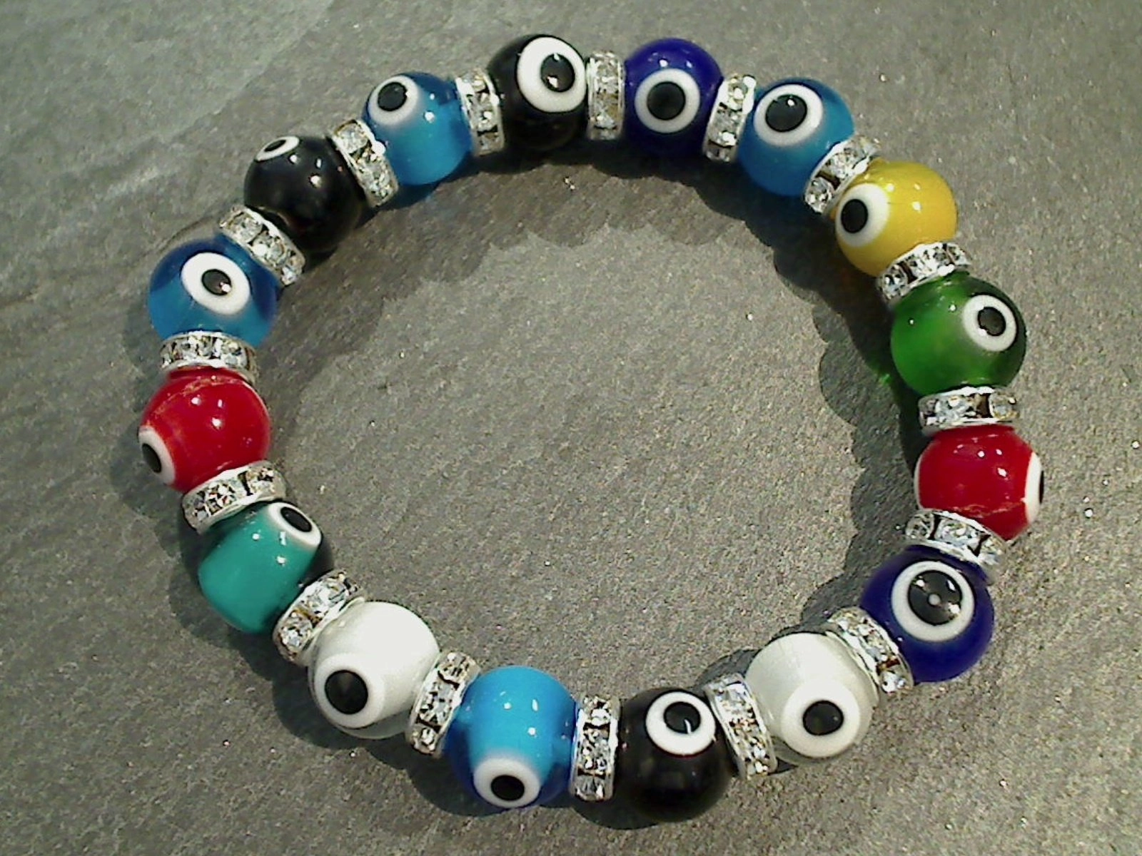 Prestigious Fusions Glass Evil Eye 8MM Stretch Bracelet - Multi Color