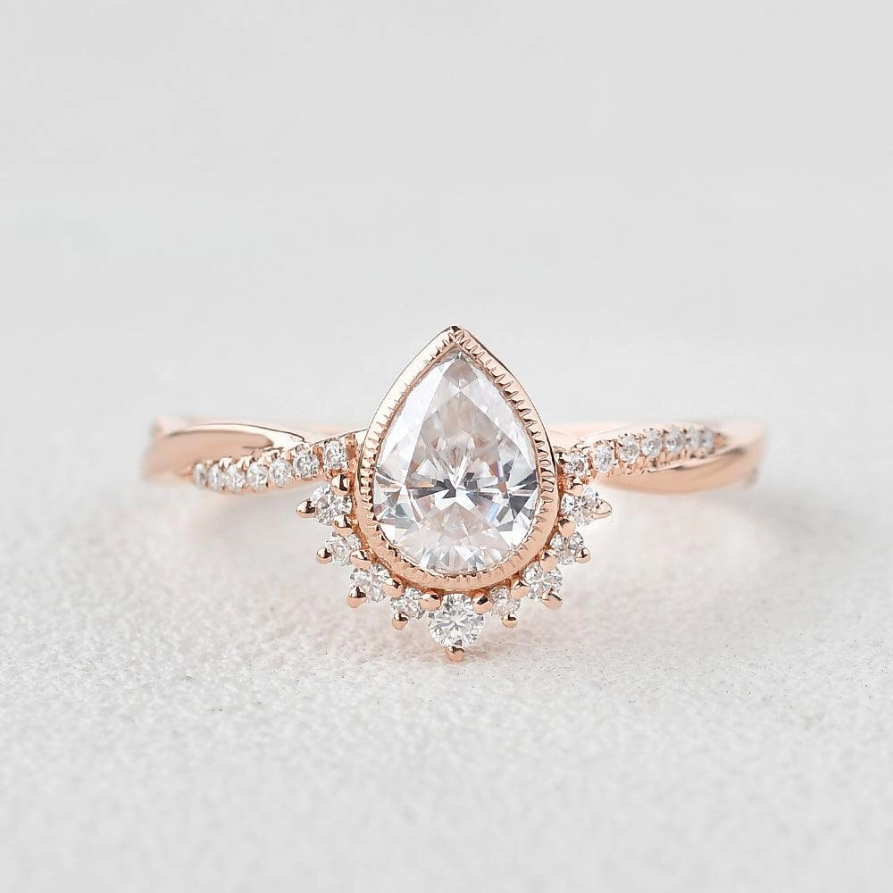 1.2ct Moissanite Twist Bezel Ring Trendy Accessories