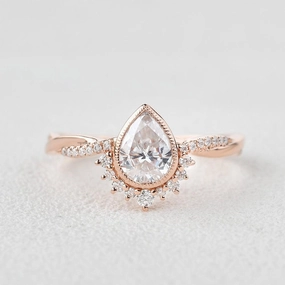 1.2ct Moissanite Twist Bezel Ring Trendy Accessories