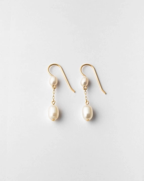 Deux Pearl Drop Earrings Radiant Look