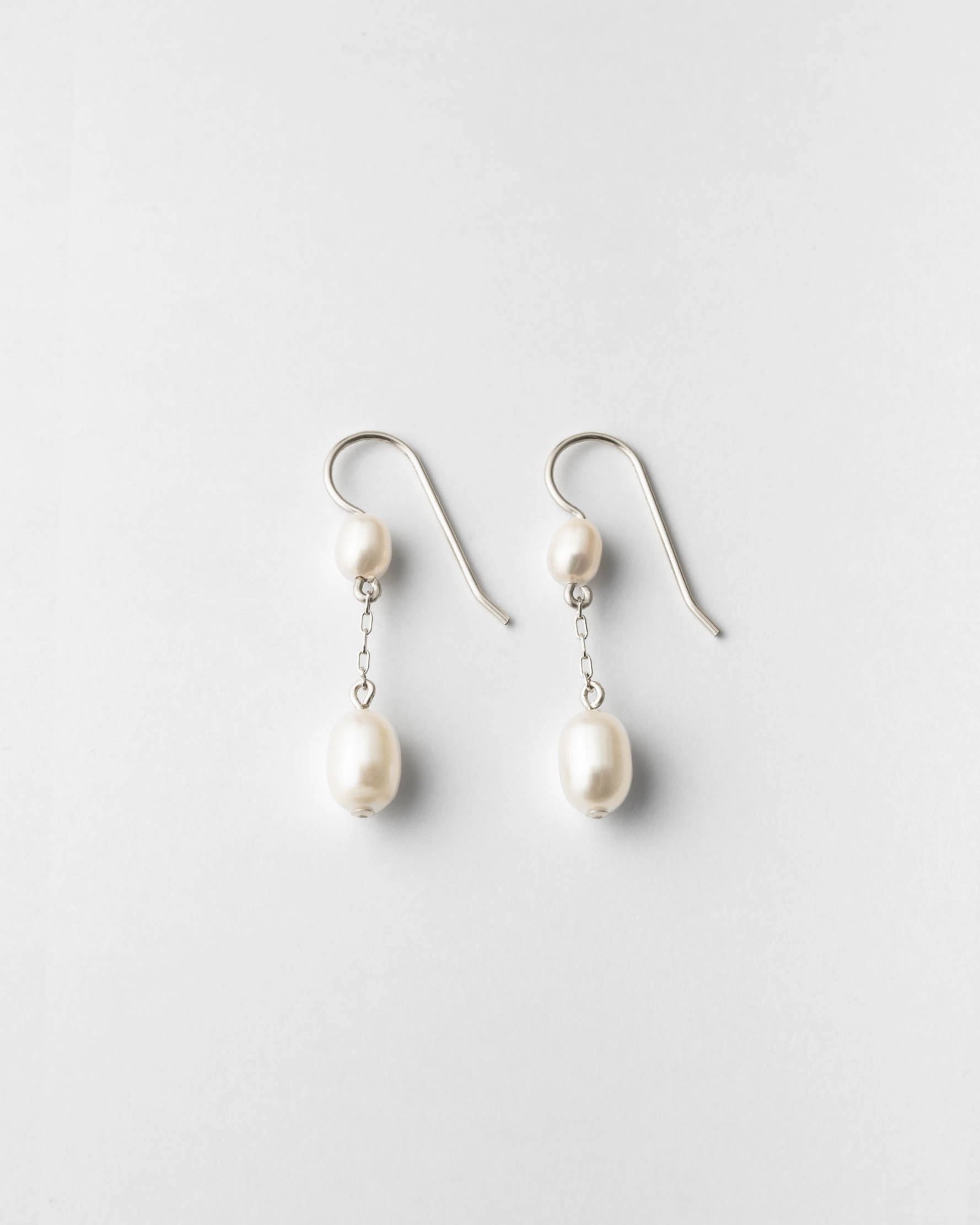 Deux Pearl Drop Earrings Timeless Shine Jewelry