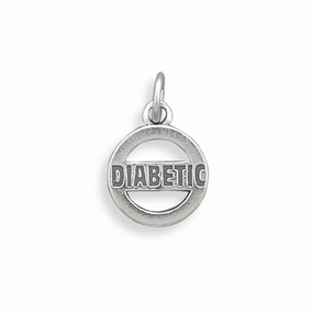 Diabetic Charm Round Sterling Silver - Made in the USA Birthday Style