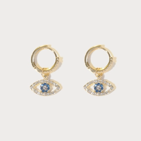 Diamond Evil Eye Earrings Expressive Style Soft Finish