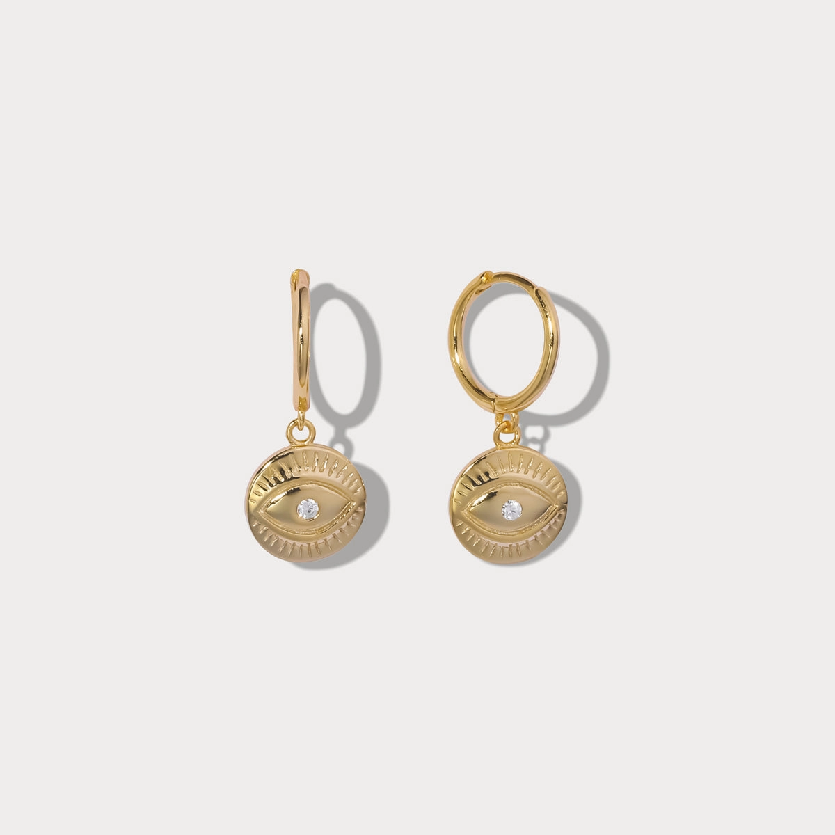 Diamond Eyes Round Drop Hoops Earrings Signature Feature