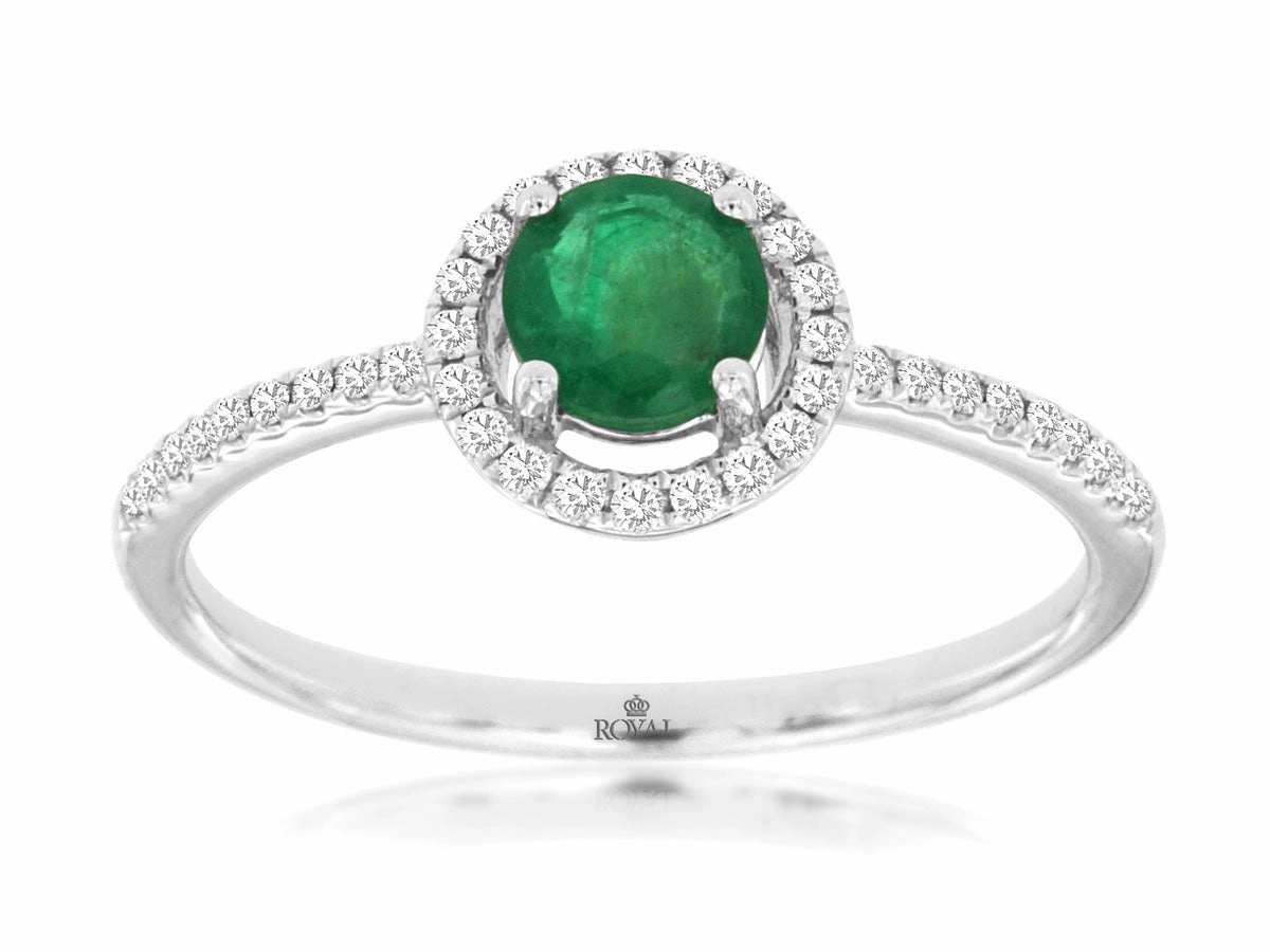 Durable Finish Diamond Halo Emerald Ring
