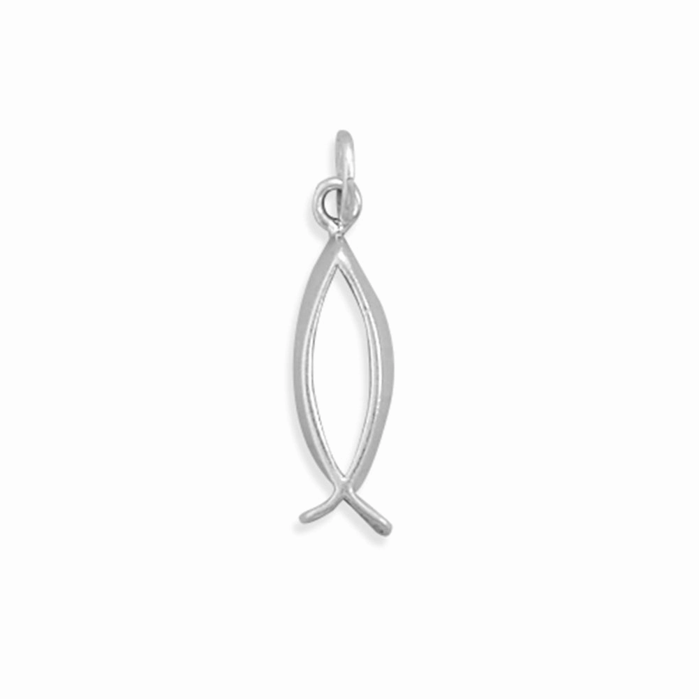 Ichthys Ichthus Christian Fish Sterling Silver Charm, Made in the USA Pure Detail