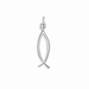 Ichthys Ichthus Christian Fish Sterling Silver Charm, Made in the USA Pure Detail