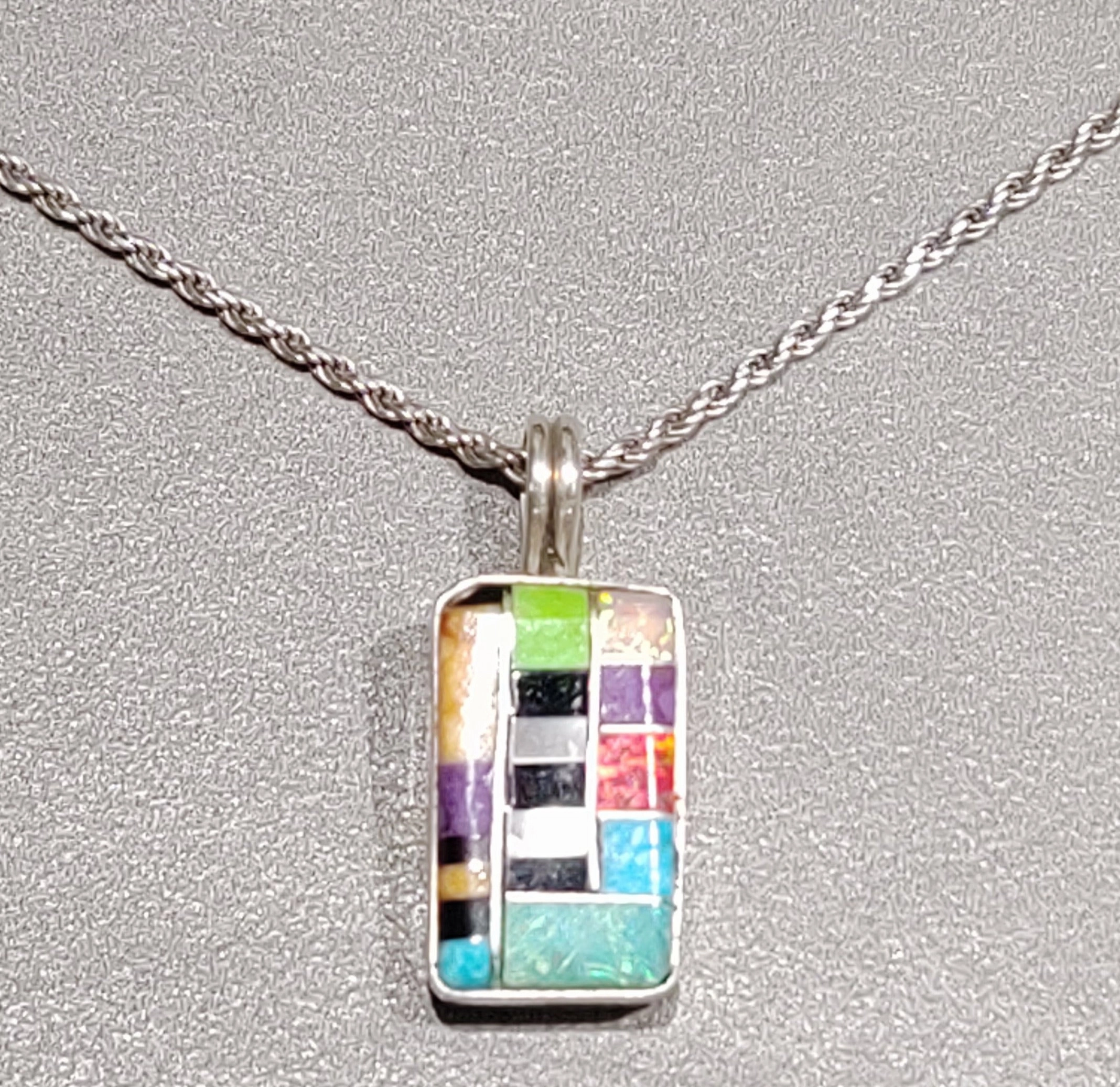 Ronald Chavez Kewa Pueblo Sterling Silver  Inlaid Pendant - Handmade Native American Minimal Appeal