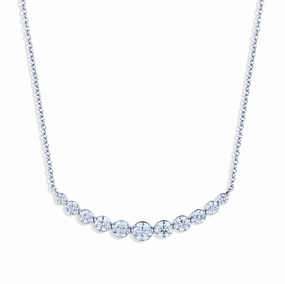 Evergreen Item Professional Accent Bremer Jewelry 18K White Gold Round Diamond Smile Necklace (1.00ctw)