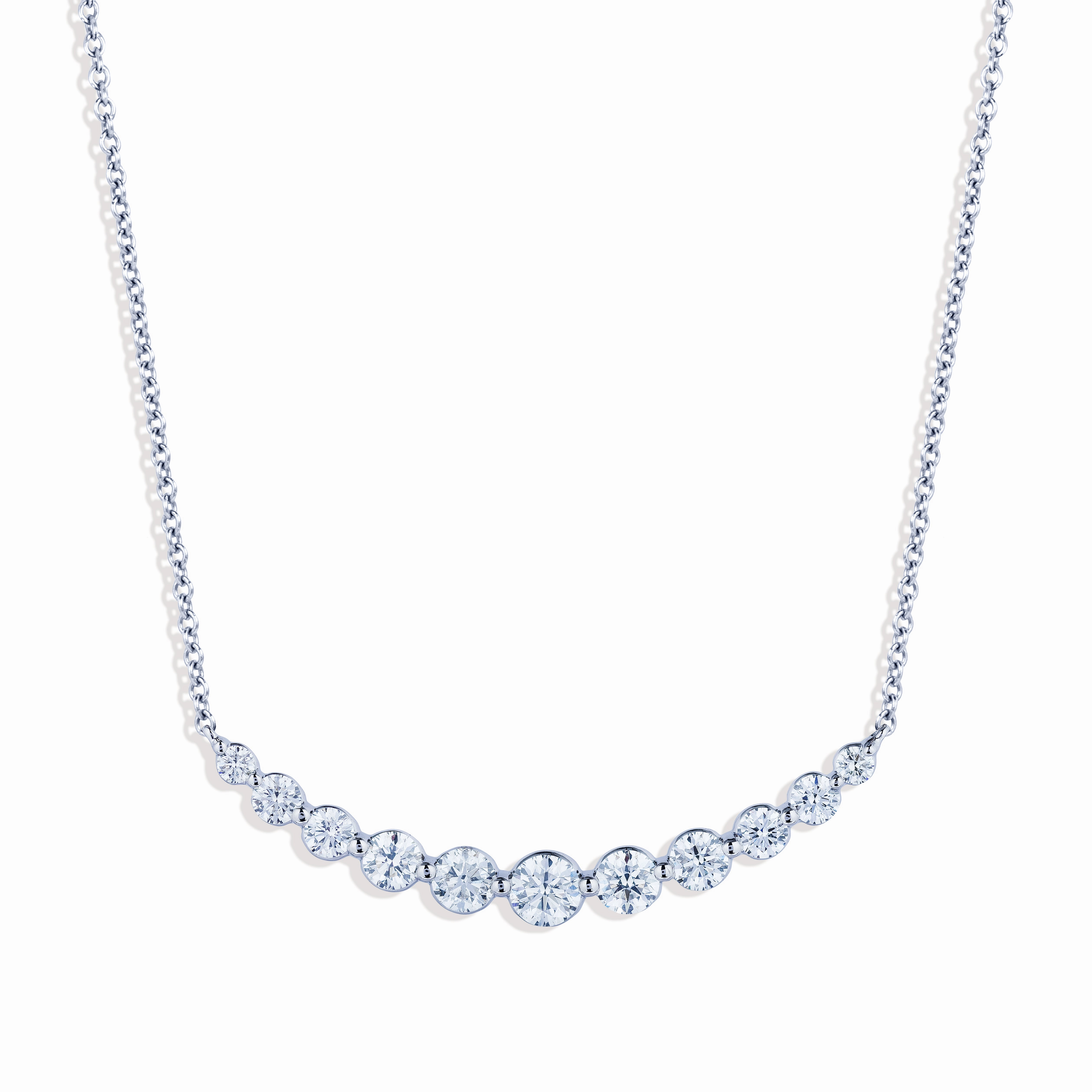 Evergreen Item Professional Accent Bremer Jewelry 18K White Gold Round Diamond Smile Necklace (1.00ctw)