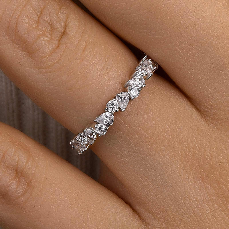 Dreamy Look Fashion Craft Louily Unique Half Pear & Round Cut Women's Wedding Band